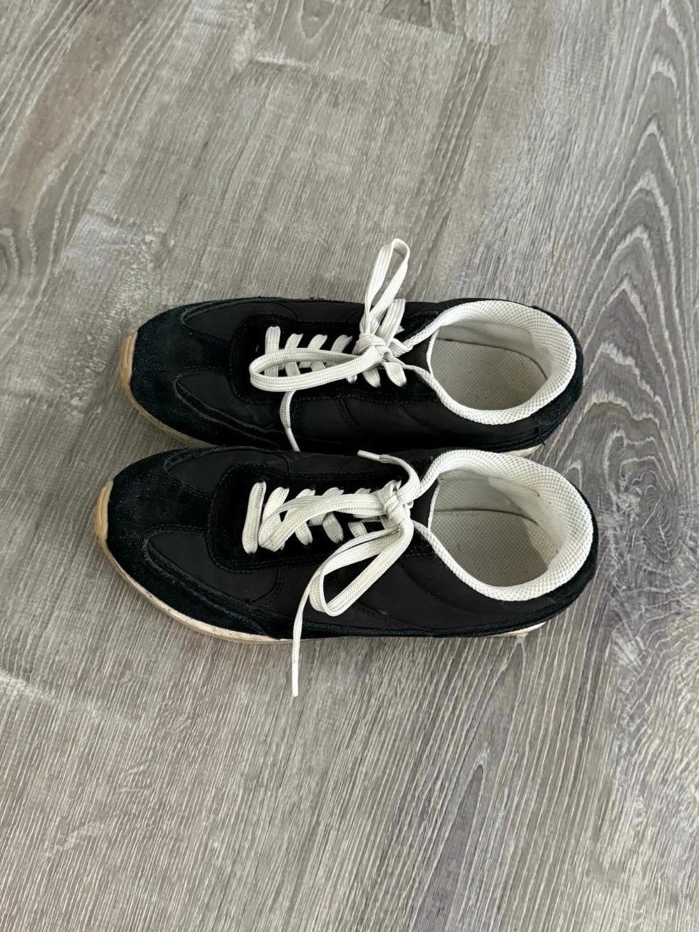 Boys Black Athletic Sneakers with White Accents